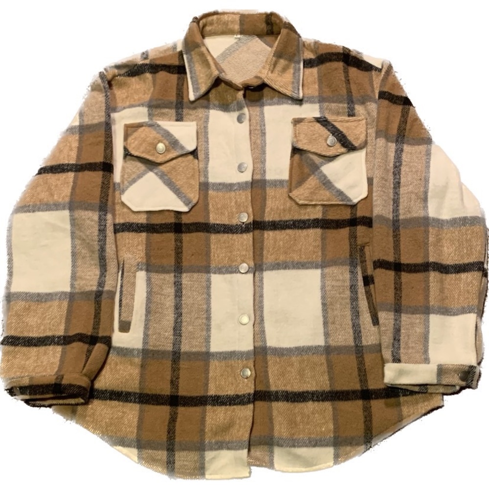 Brown Flannel Jacket | Plaid Shacket | Men's L